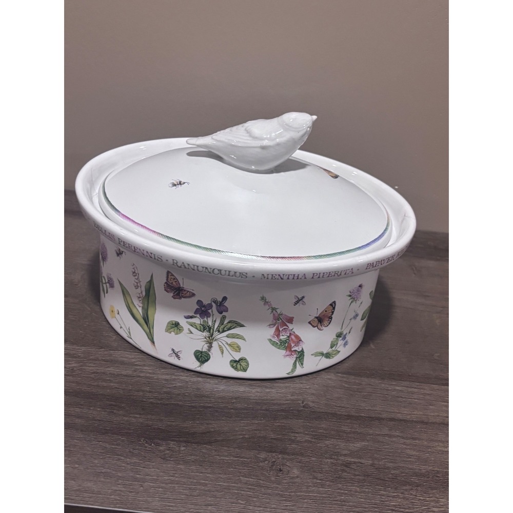 Marjolein Bastin Wildflower Meadow Oval Casserole Dish Bird Lid Ceramic Baker